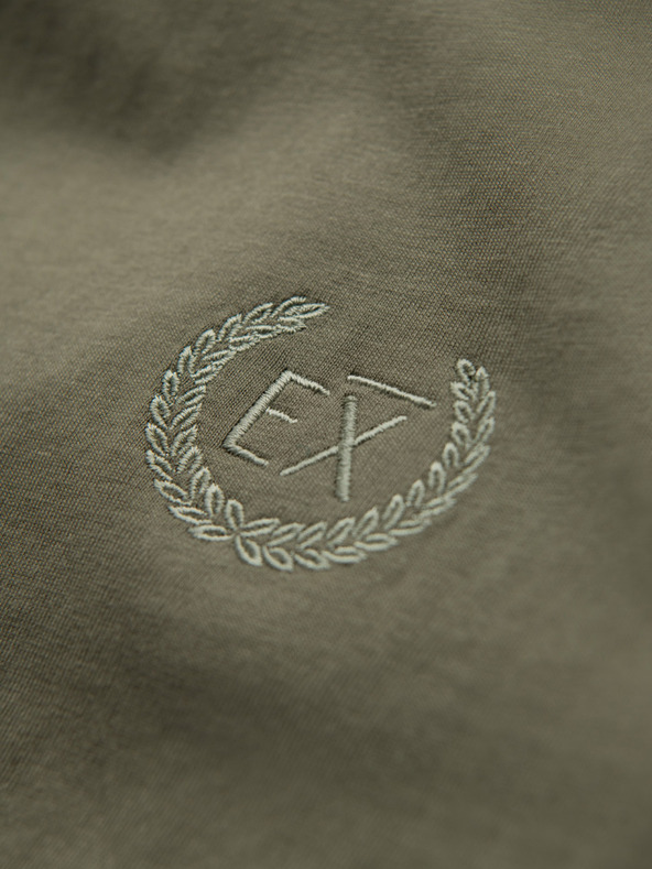 Ombre Clothing Herren-Langarm-T-Shirt aus Baumwolle, gestreiftem U-Ausschnitt und Stickerei Ombre Clothing