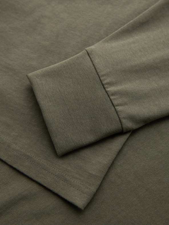 Ombre Clothing Herren-Langarm-T-Shirt aus Baumwolle, gestreiftem U-Ausschnitt und Stickerei Ombre Clothing