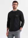 Ombre Clothing Herren-Langarm-T-Shirt aus Baumwolle, gestreiftem U-Ausschnitt und Stickerei Ombre Clothing