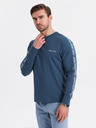 Ombre Clothing Herren-Langarm-T-Shirt aus Baumwolle mit Kante und Brust-Aufdruck Ombre Clothing