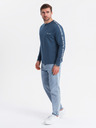 Ombre Clothing Herren-Langarm-T-Shirt aus Baumwolle mit Kante und Brust-Aufdruck Ombre Clothing