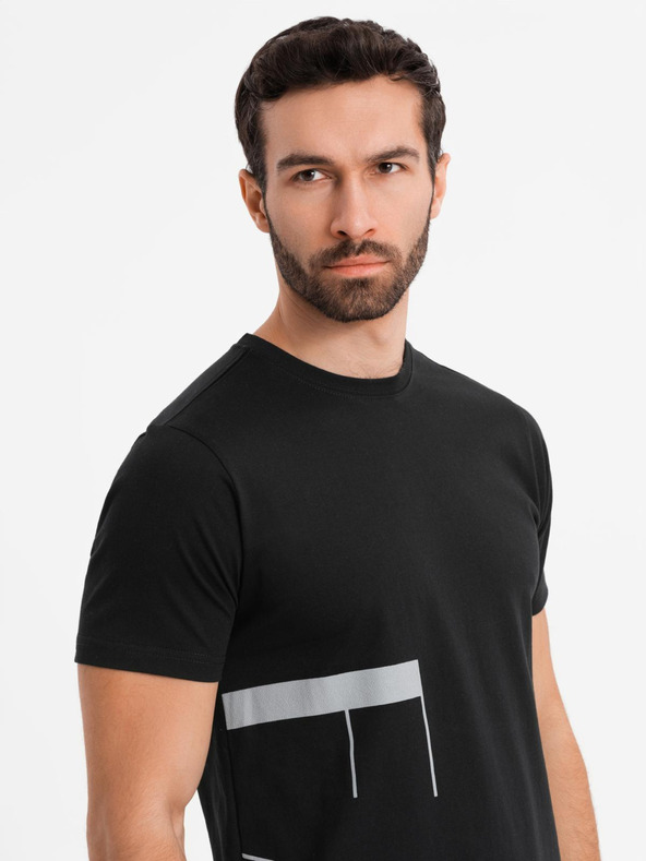 Ombre Clothing Herren-T-Shirt aus Baumwoll-Jersey mit großer seitlicher Schrift Ombre Clothing