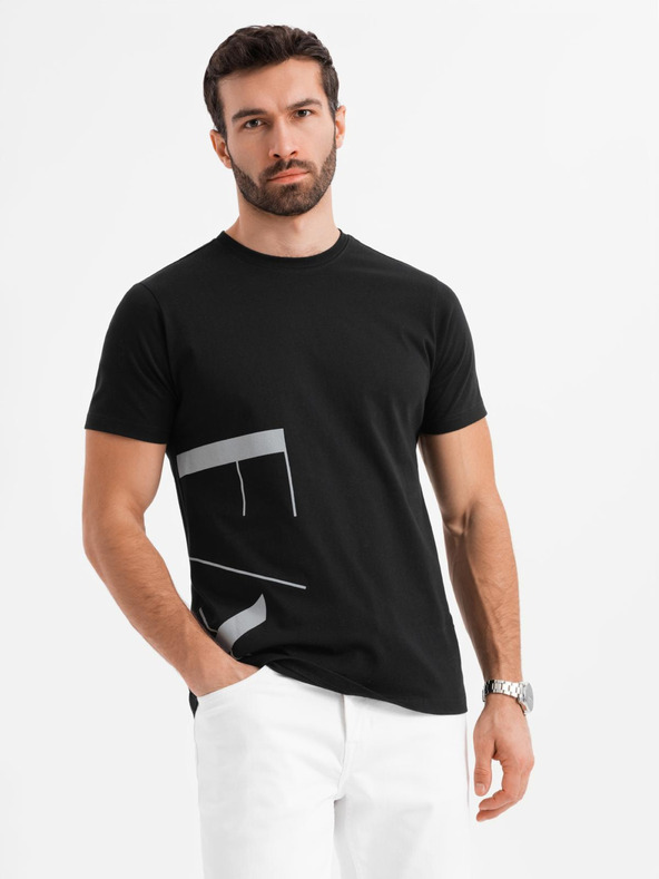 Ombre Clothing Herren-T-Shirt aus Baumwoll-Jersey mit großer seitlicher Schrift Ombre Clothing