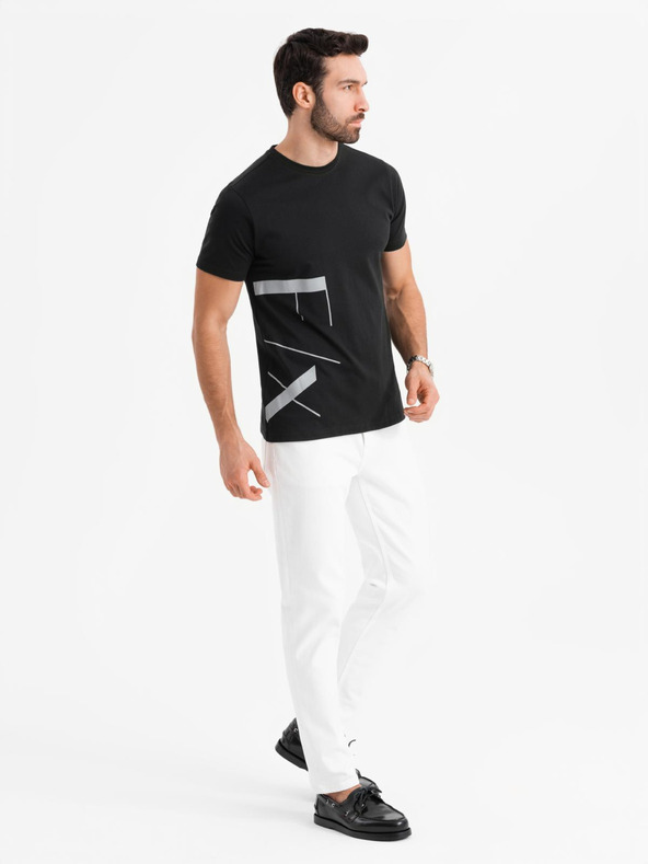 Ombre Clothing Herren-T-Shirt aus Baumwoll-Jersey mit großer seitlicher Schrift Ombre Clothing