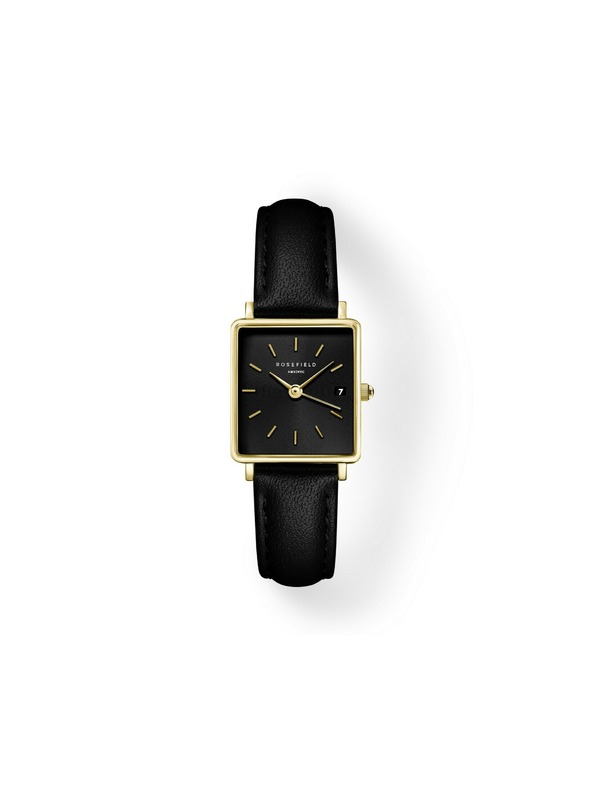 Rosefield Damen-Uhr Rosefield Boxy XS Schwarzes Leder QBBLG-Q53