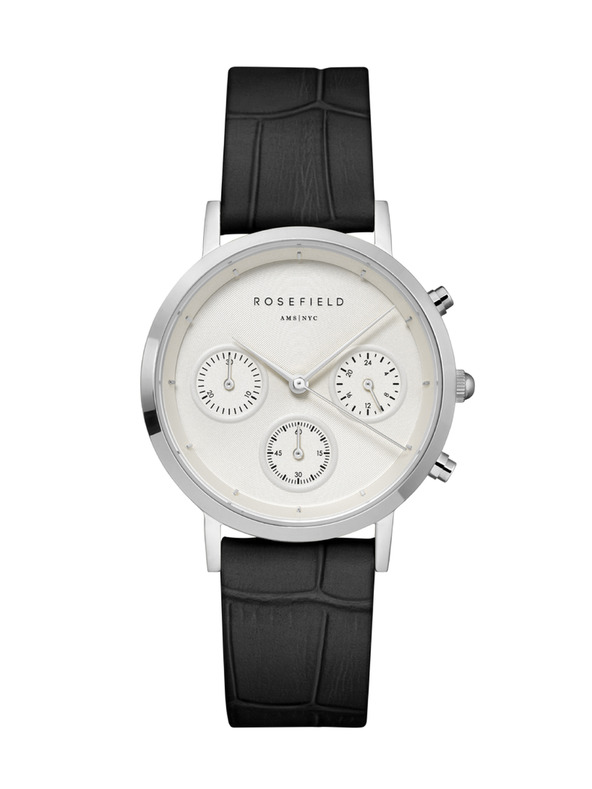Rosefield Rosefield Uhr NCBS-N94 The Gabby White Sunray Croco Schwarz Silber