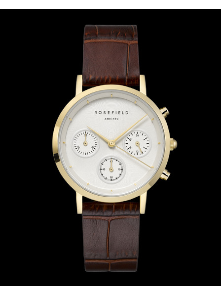 Rosefield Rosefield Armbanduhr NCDBG-N93 The Gabby White Sunray Croco Dark Brown Gold
