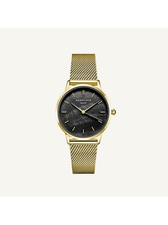 Rosefield Damenarmbanduhr Rosefield Pearl Edit Mesh Black Gold RBGMG-R07