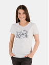 Sam 73 Hellgraues bedrucktes T-Shirt für Frauen mit Streifen SAM 73