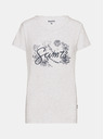 Sam 73 Hellgraues bedrucktes T-Shirt für Frauen mit Streifen SAM 73