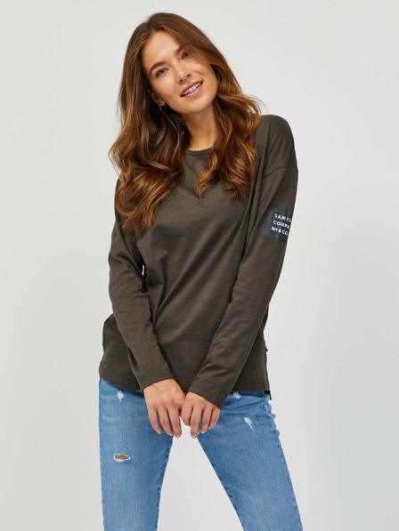Sam 73 Khakifarbenes Langarm-T-Shirt für Frauen SAM 73 Ariasa