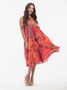 Orientique Orangefarbenes und rotes Orientique-Blumenkleid für Damen
