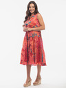 Orientique Orangefarbenes und rotes Orientique-Blumenkleid für Damen