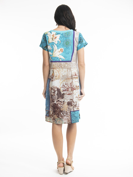 Orientique Türkisfarbenes Damenkleid mit Leinen Orientique Leonardo
