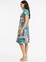 Orientique Orientique Leonardo braun und blau gemustertes Damenkleid mit Leinen