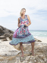 Orientique Lila und blaues gemustertes Midikleid für Damen von Orientique Izmir