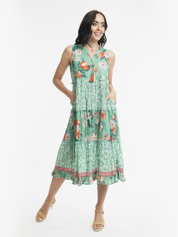 Orientique Orientique Kaleici Grünes Florales Midikleid für Damen