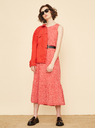 ZOOT.lab Beige und rot gemustertes Midikleid mit Krawatte ZOOT.lab Zula