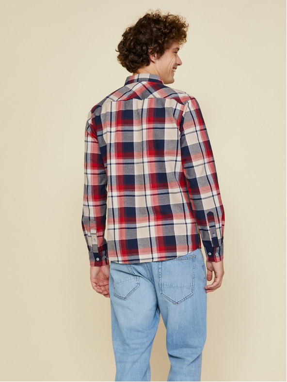 ZOOT.lab Beige-rotes kariertes Herrenhemd ZOOT.lab Ota