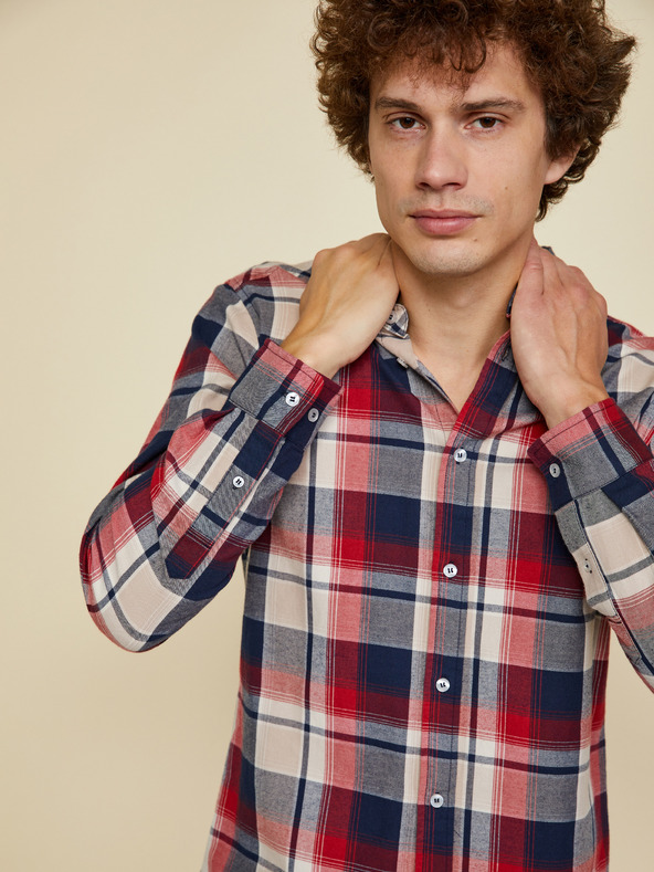 ZOOT.lab Beige-rotes kariertes Herrenhemd ZOOT.lab Ota