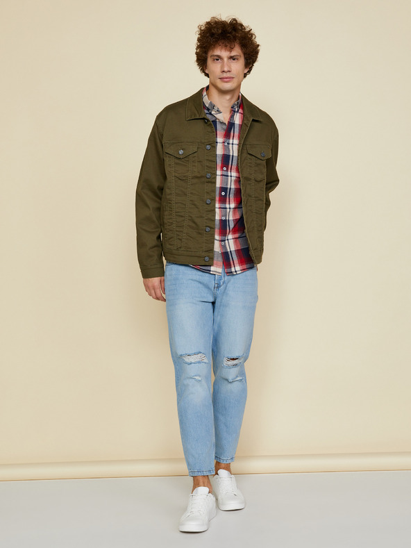 ZOOT.lab Beige-rotes kariertes Herrenhemd ZOOT.lab Ota