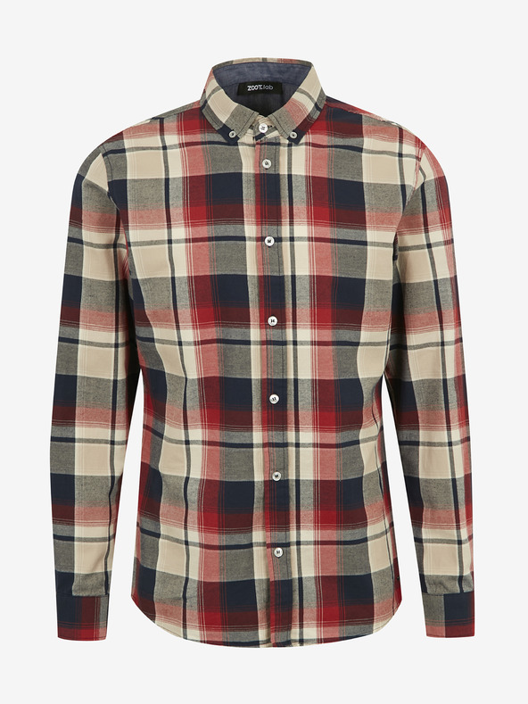 ZOOT.lab Beige-rotes kariertes Herrenhemd ZOOT.lab Ota