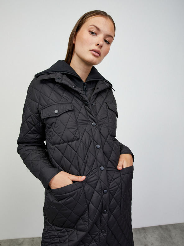 ZOOT.lab Schwarzer leichter Damen Steppmantel mit Kragen ZOOT.lab Sienna