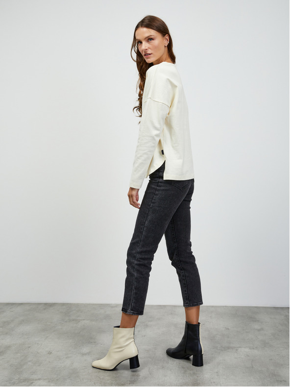 ZOOT.lab Cremefarbenes Damen-Langarm-Basic-T-Shirt ZOOT.lab Bambie