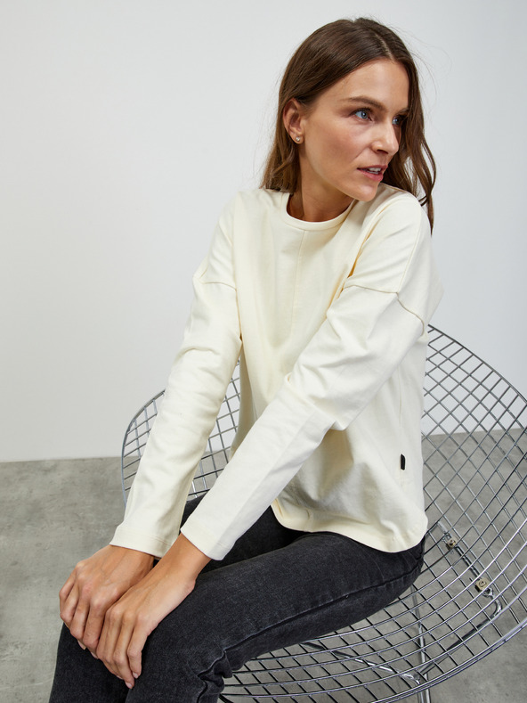 ZOOT.lab Cremefarbenes Damen-Langarm-Basic-T-Shirt ZOOT.lab Bambie