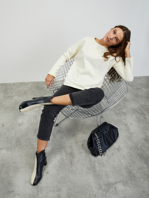 ZOOT.lab Cremefarbenes Damen-Langarm-Basic-T-Shirt ZOOT.lab Bambie