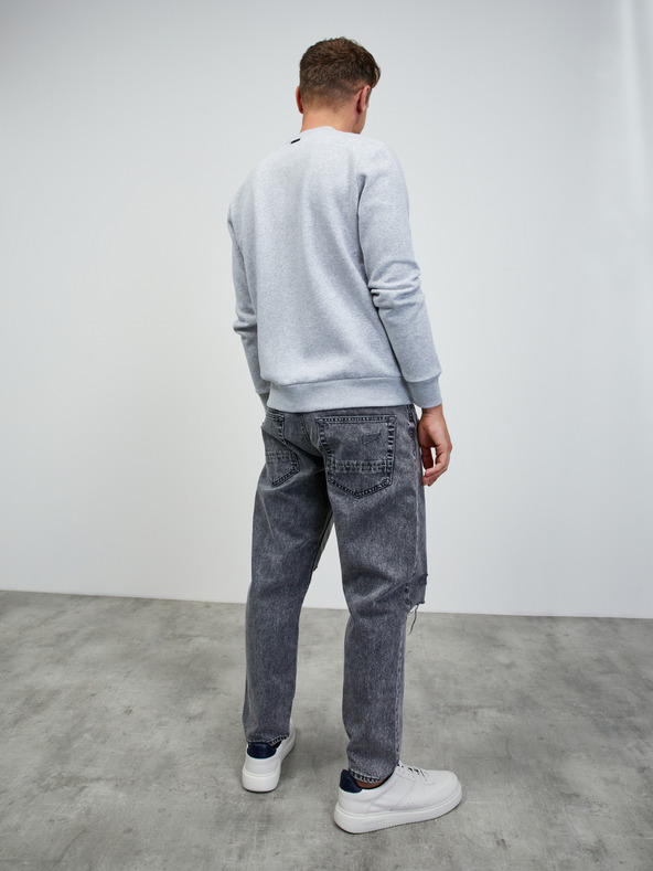 ZOOT.lab Hellgraues Herren-Sweatshirt mit Reißverschluss, gestromt ZOOT.lab Keanu