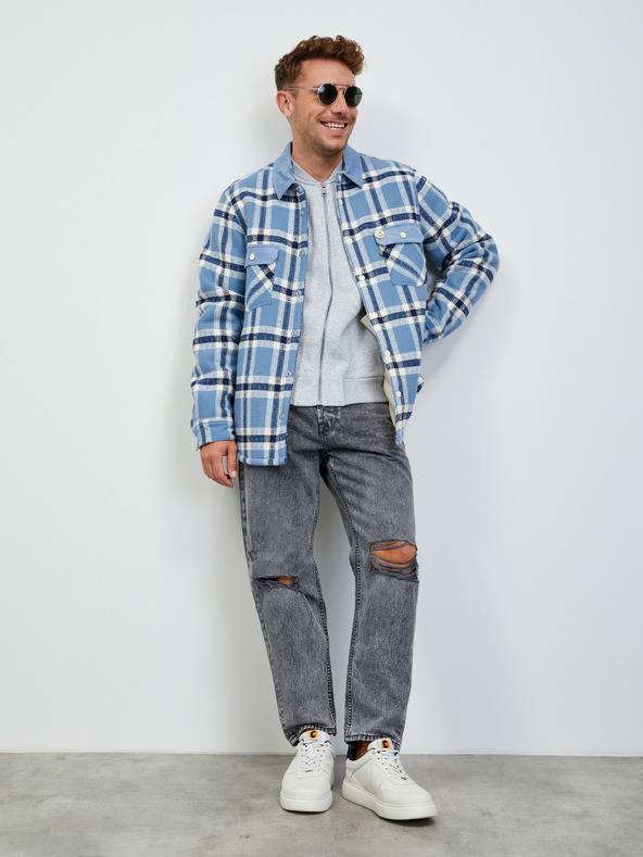 ZOOT.lab Hellgraues Herren-Sweatshirt mit Reißverschluss, gestromt ZOOT.lab Keanu