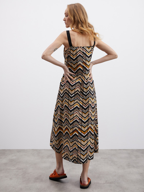 ZOOT.lab Schwarz-braunes gemustertes Damen-Midikleid ZOOT.lab Nichel