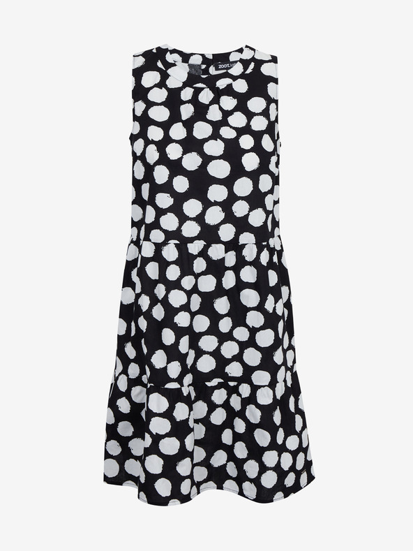 ZOOT.lab Weiß-schwarzes Damen-Polka-Dot-Rüschen-Kleid ZOOT.lab Petronella