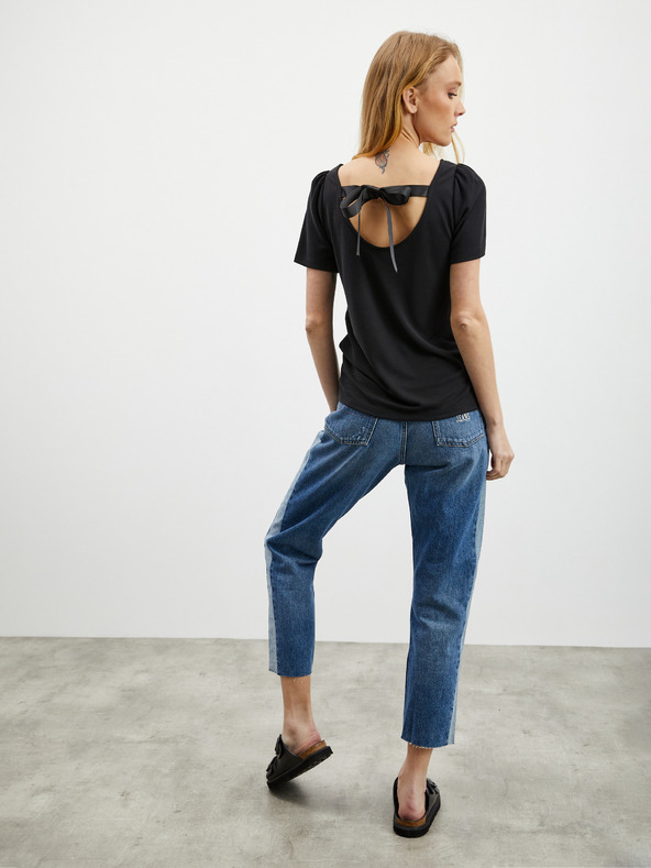 ZOOT.lab Schwarzes Damen-T-Shirt mit Rückenkrawatte ZOOT.lab Romy