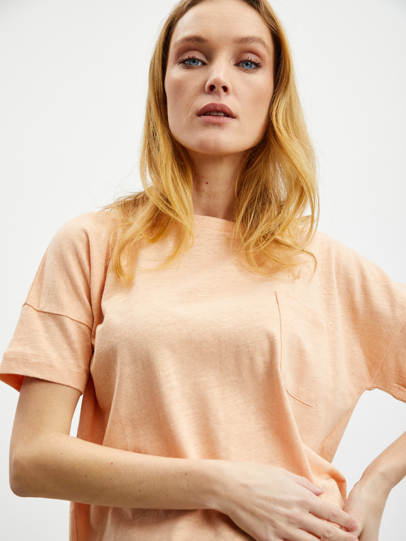 ZOOT.lab Apricotfarbenes Damen-Leinen-T-Shirt ZOOT.lab Harriet