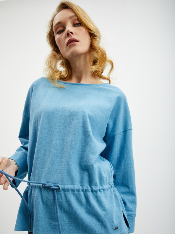 ZOOT.lab Hellblaues Damen-Sweatshirt in Übergröße mit Taillenzug ZOOT.lab Sash