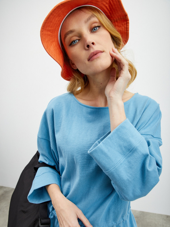 ZOOT.lab Hellblaues Damen-Sweatshirt in Übergröße mit Taillenzug ZOOT.lab Sash