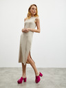 ZOOT.lab Beigefarbenes geripptes Damenkleid mit Schlitz ZOOT.lab Delie