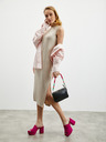 ZOOT.lab Beigefarbenes geripptes Damenkleid mit Schlitz ZOOT.lab Delie
