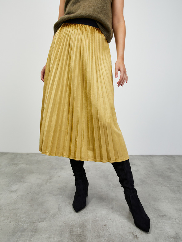 ZOOT.lab Plissierter Midirock in Gold und Samtoptik ZOOT.lab Nova