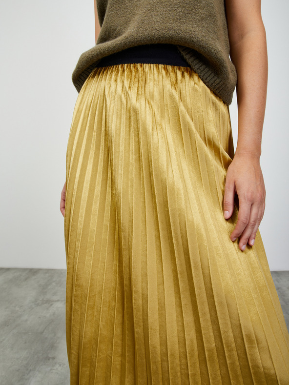 ZOOT.lab Plissierter Midirock in Gold und Samtoptik ZOOT.lab Nova