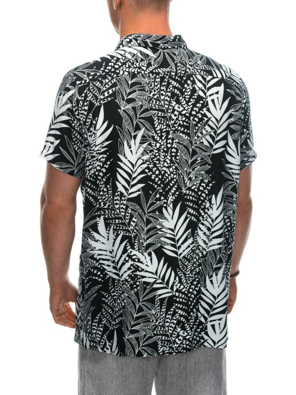 Ombre Clothing Viskose gemustertes Herren-T-Shirt mit kurzen Ärmeln OM-SHPS-0113 Ombre Clothing schwarz