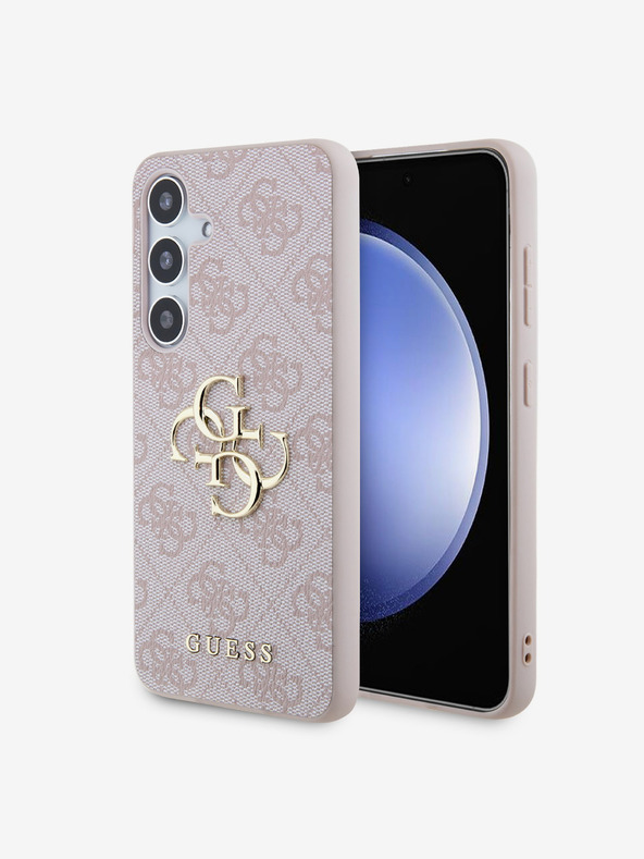 Guess Guess PU 4G Metall Logo Rückseite Hülle für Samsung Galaxy S24 Pink