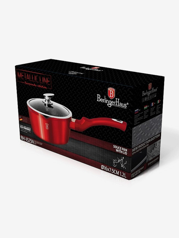 Berlingerhaus Pfannkuchenpfanne mit Deckel mit marmorierter Oberfläche 16 cm Burgundy Metallic Line BERLINGERHAUS