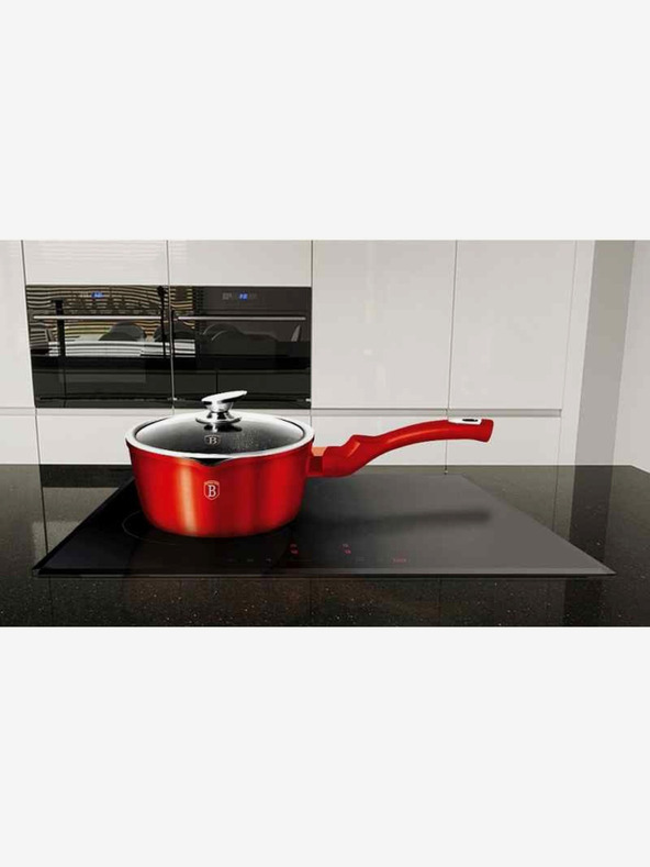 Berlingerhaus Pfannkuchenpfanne mit Deckel mit marmorierter Oberfläche 16 cm Burgundy Metallic Line BERLINGERHAUS