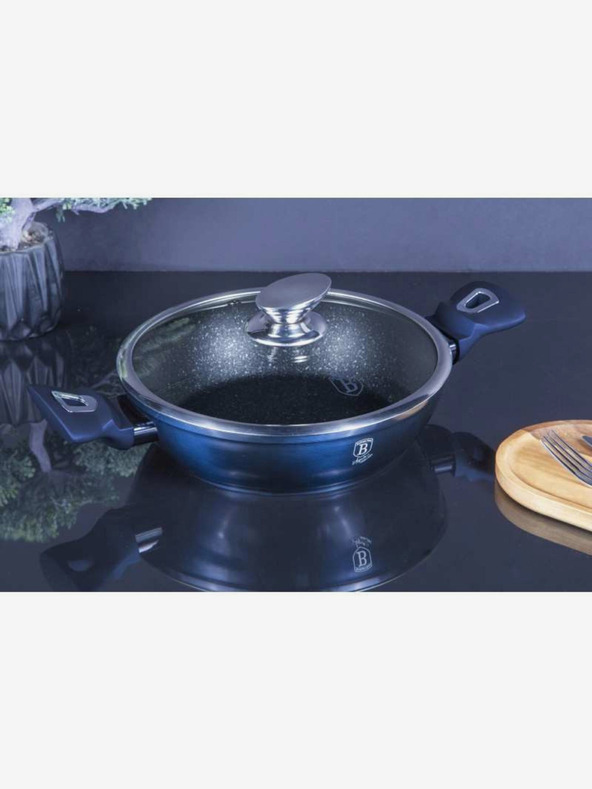 Berlingerhaus Runde Auflaufform mit Marmoroberfläche und Deckel 24 cm BERLINGERHAUS Metallic Line Aquamarine Edition