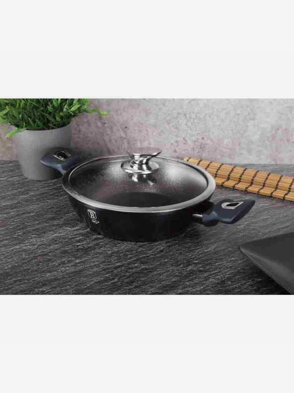 Berlingerhaus Runde Auflaufform mit Marmoroberfläche und Deckel 24 cm BERLINGERHAUS Metallic Line Aquamarine Edition