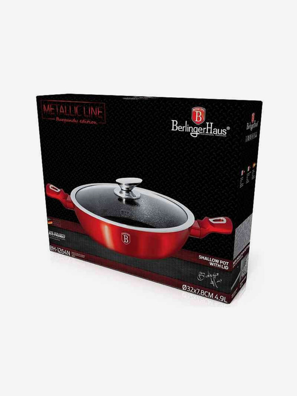 Berlingerhaus Runde Auflaufform mit Marmoroberfläche und Deckel 32 cm BERLINGERHAUS Burgundy Metallic Line