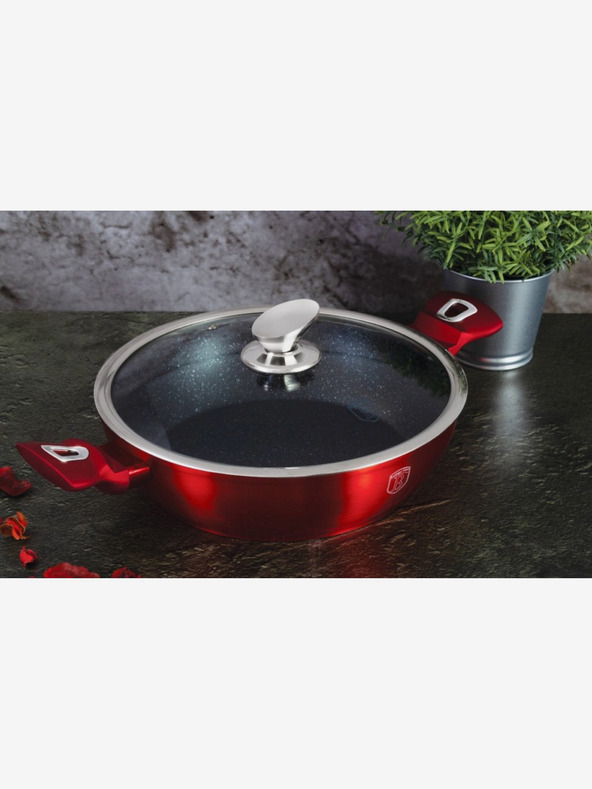 Berlingerhaus Runde Auflaufform mit Marmoroberfläche und Deckel 32 cm BERLINGERHAUS Burgundy Metallic Line